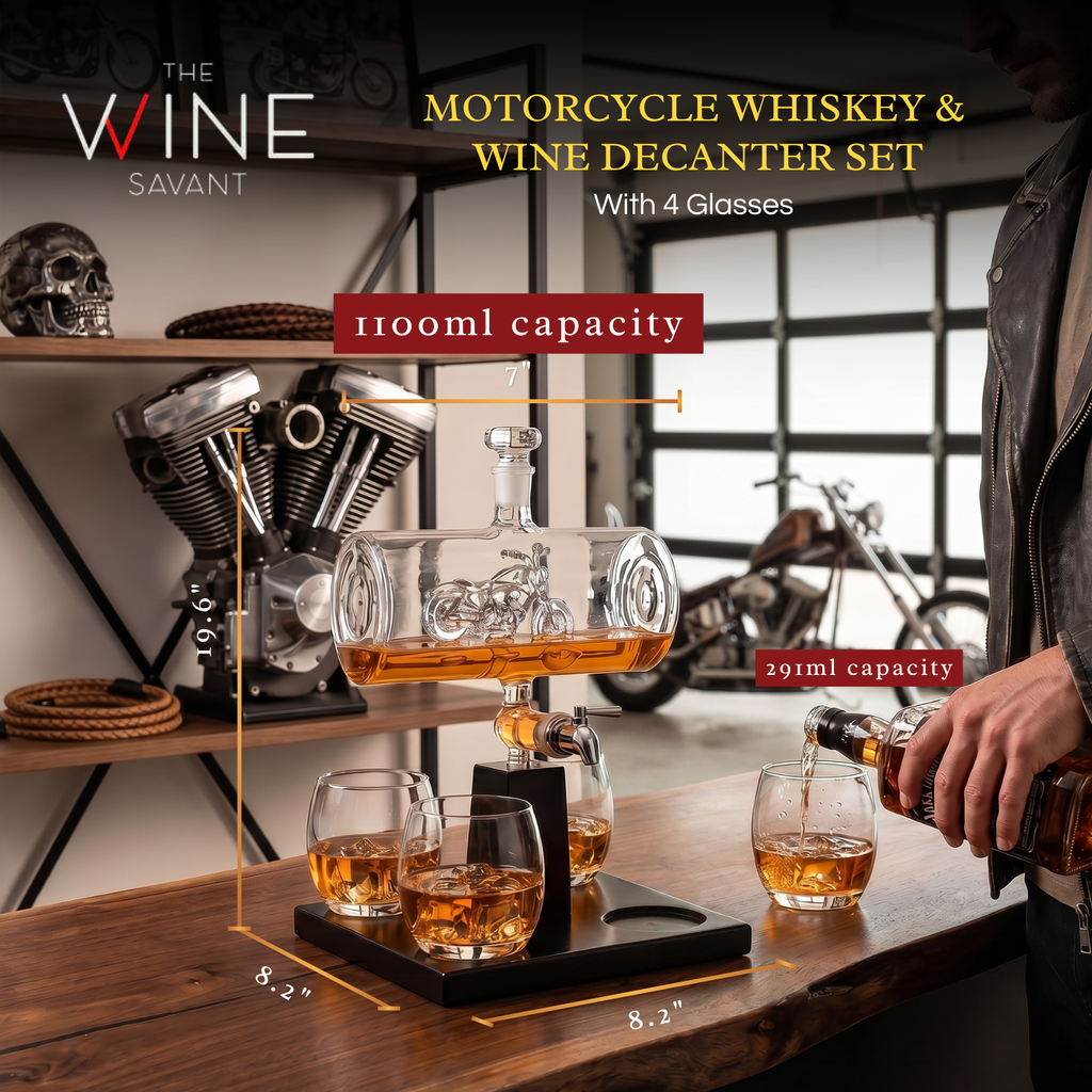 Motorcycle Decanter Whiskey Wine Decanter Set 1100ML By With 4 Whiskey Glasses Motor-1