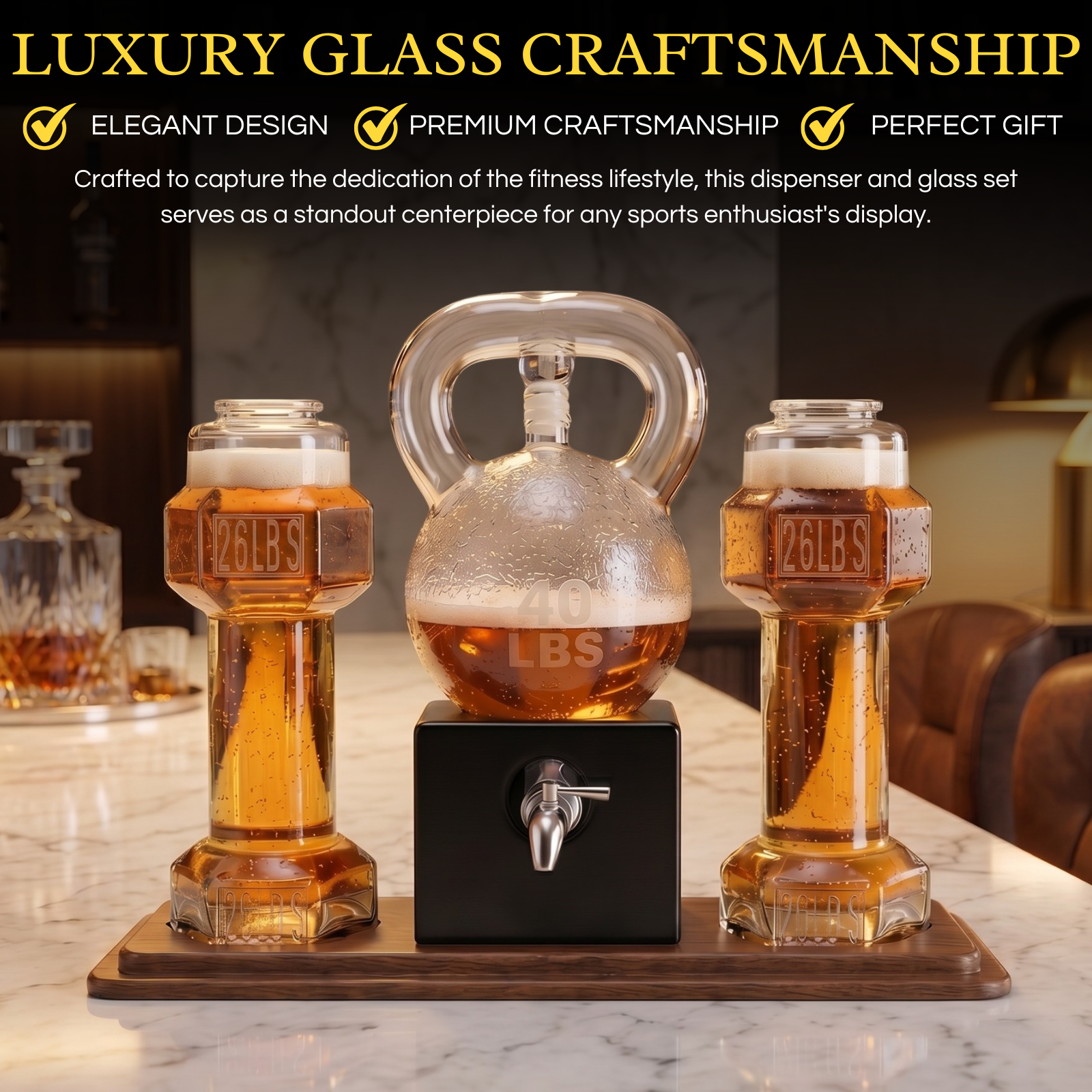 Kettlebell Whiskey Wine Decanter Set With Dumbbell Glasses Elegant Weightlifting Whiskey Decanter 10-2