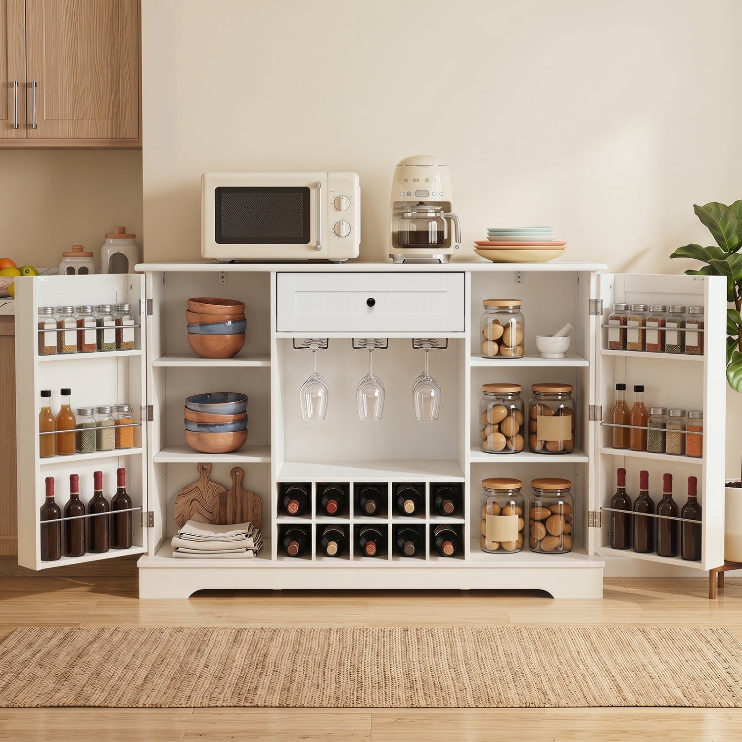 47.2 Inch Sideboard Cabinet with Wine Rack and Storage
