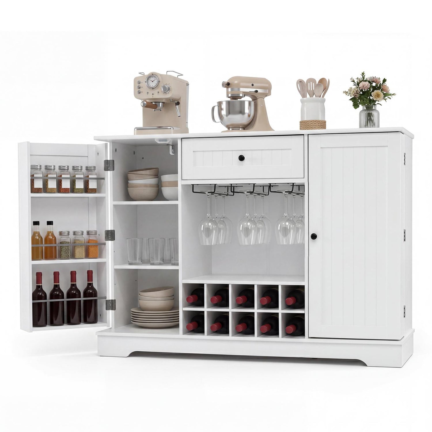 47.2 Inch Sideboard Cabinet with Wine Rack and Storage