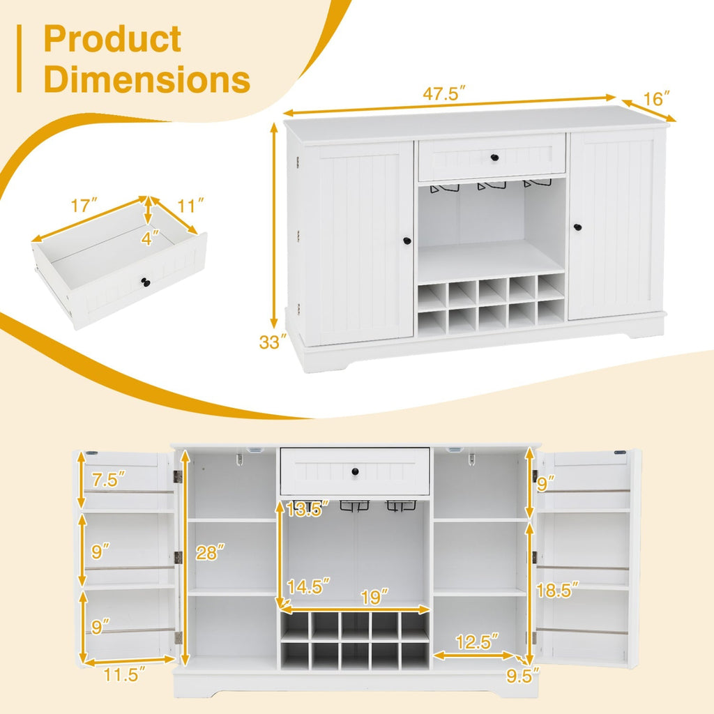 47.2 Inch Sideboard Cabinet with Wine Rack and Storage