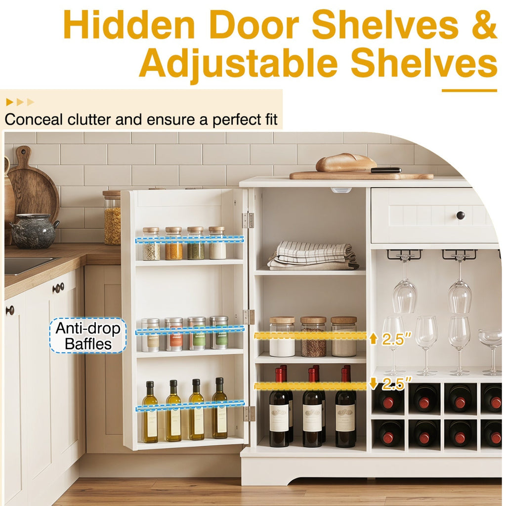 47.2 Inch Sideboard Cabinet with Wine Rack and Storage