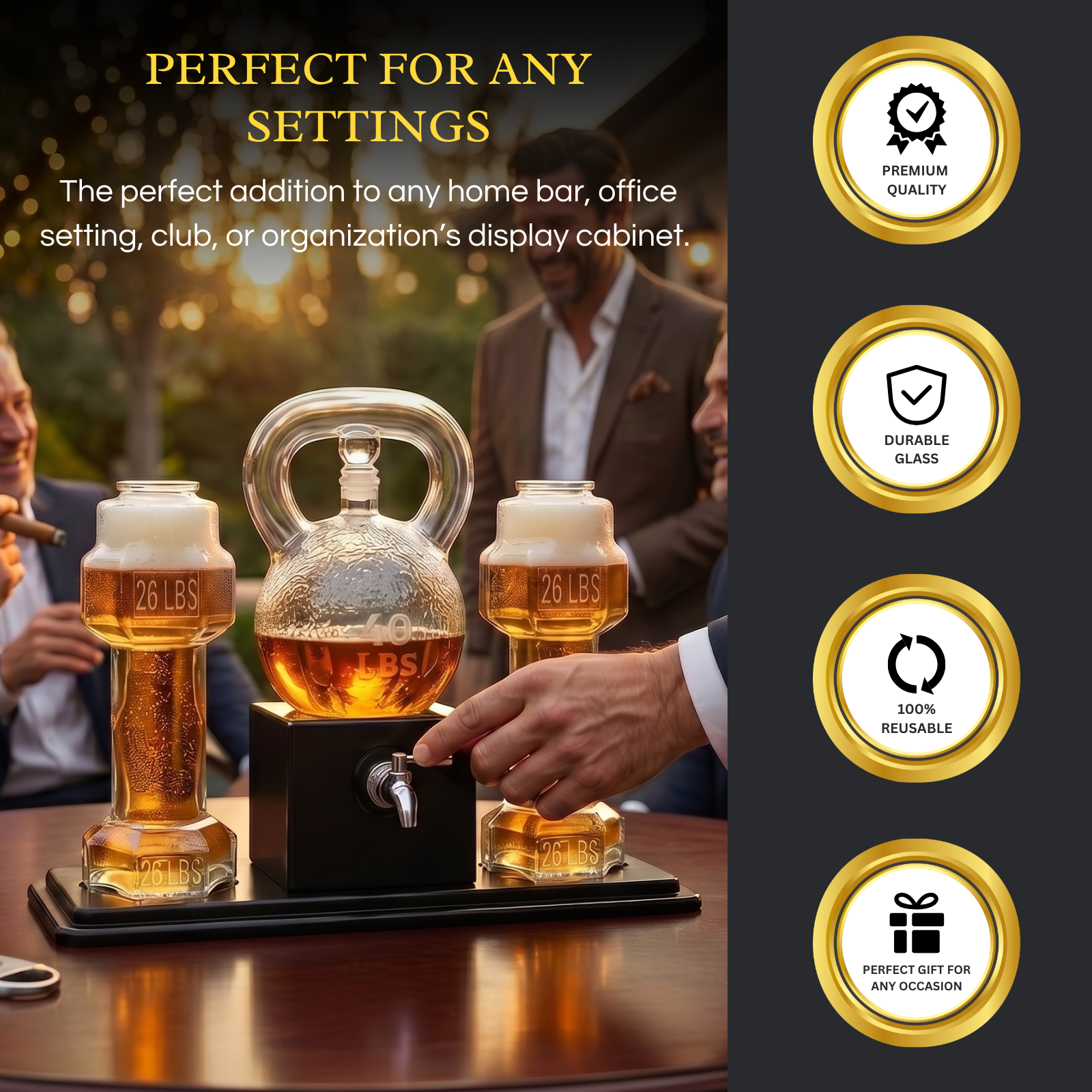 Kettlebell Whiskey Wine Decanter Set With Dumbbell Glasses Elegant Weightlifting Whiskey Decanter 10-3