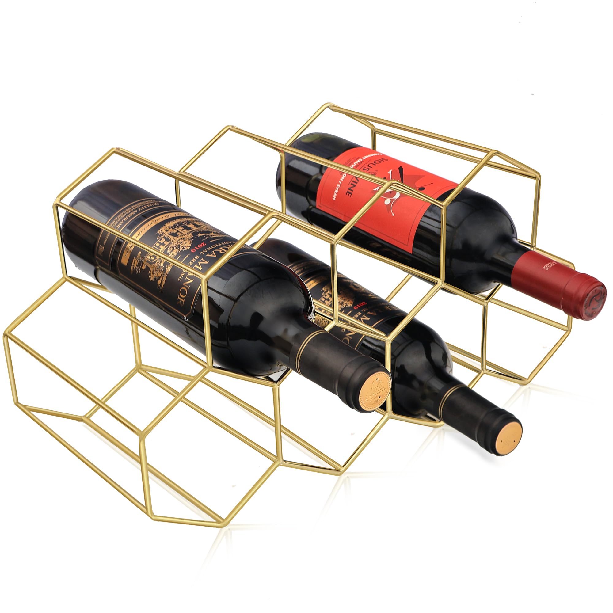 Countertop Wine Rack Small Wine Rack for inside Cabinet Gold Wire Wine Rack Holder Wine Stand Metal Wine Rack for small spaces Counter Wine Bottle Holder Tabletop Wine Holder Rack for Kitchen Bar