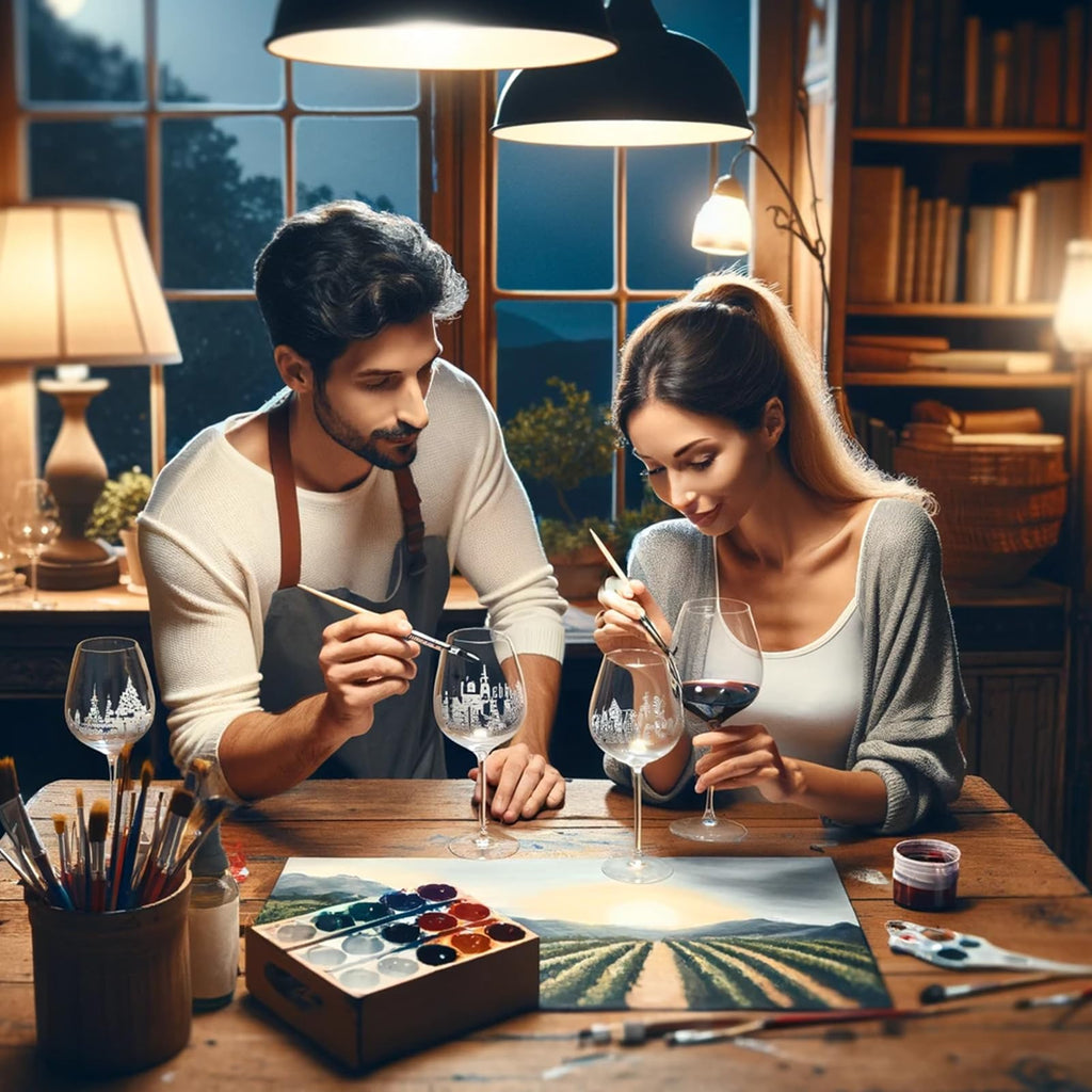 Wine Glass Painting Gift Set Do It Yourself Creative Glassware Paint Kit For Wine Nights Comes With-2