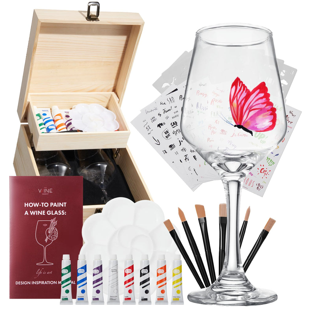 Wine Glass Painting Gift Set Do It Yourself Creative Glassware Paint Kit For Wine Nights Comes With-0