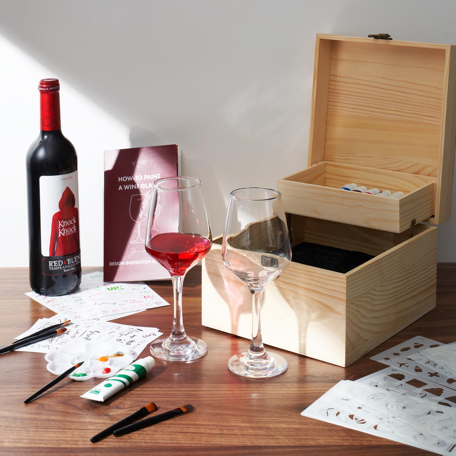 Wine Glass Painting Gift Set Do It Yourself Creative Glassware Paint Kit For Wine Nights Comes With-4