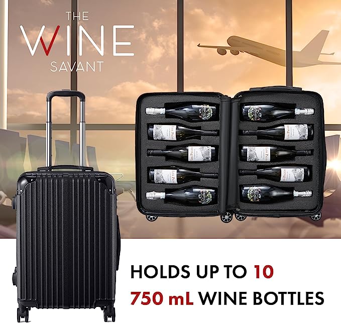 Wine Bottle Suitcase Holds 10 Standard 750 Ml Size Bottles Universal Airplane Luggage Case Tsa Appro-1