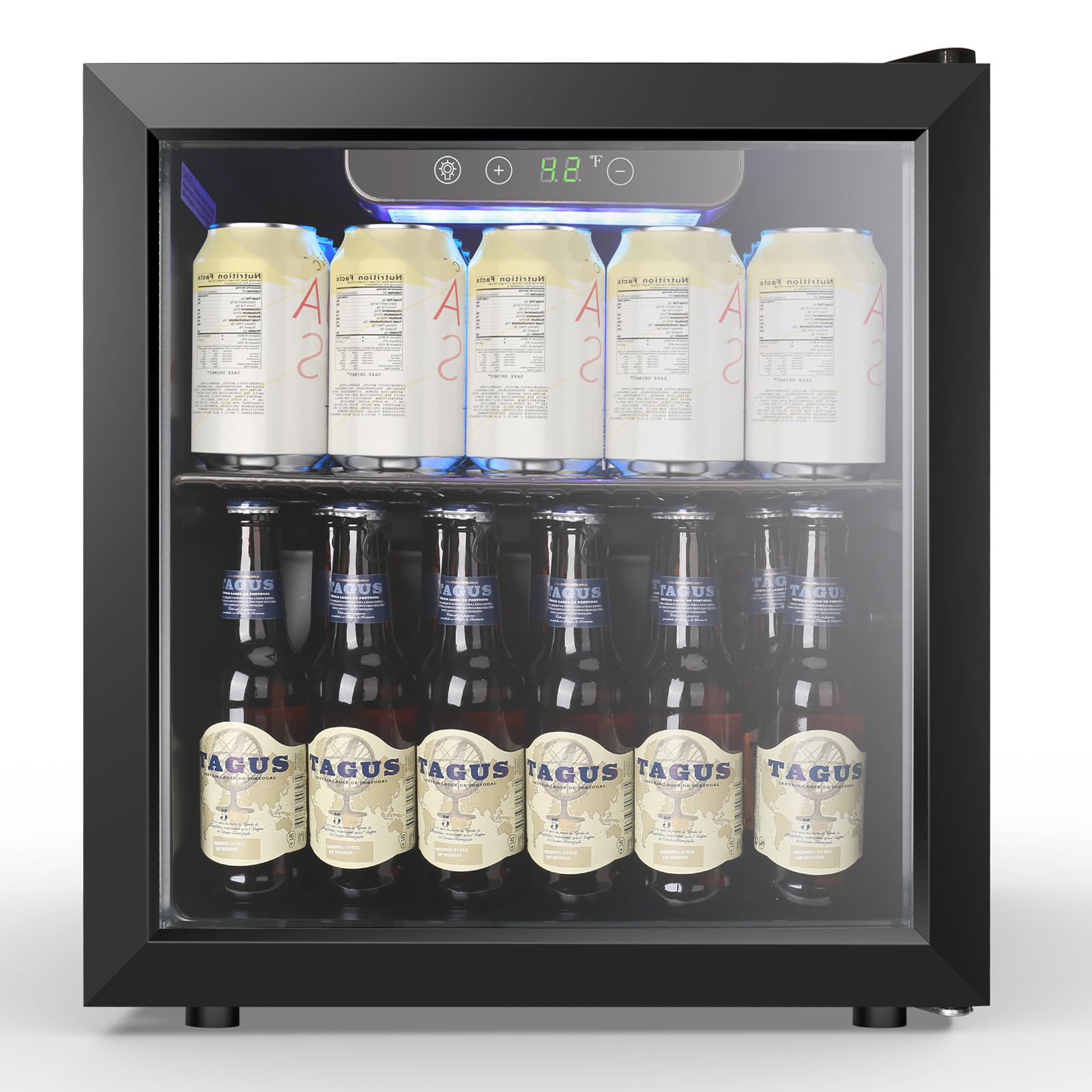 Electactic Wine Cooler 12 Bottle/48 Can Beverage Refrigerator Mini Fridge Glass Door with Adjustable Shelves Digital Temperature Display Freestanding Small Wine Fridge for Soda Wine or Beer