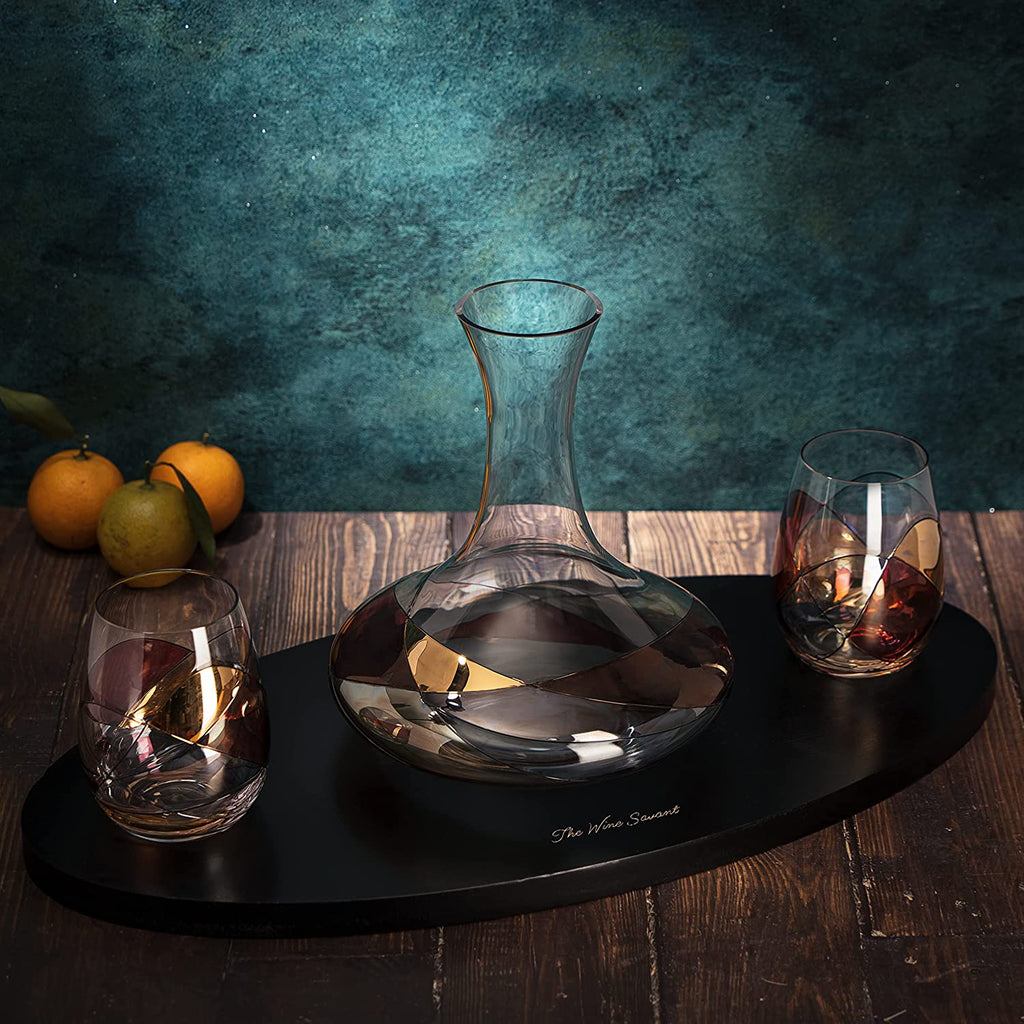 Artisanal Hand Painted Stemless Rennesance Romantic Stain Glassed Windows Wine Glasses By The Wine S-3