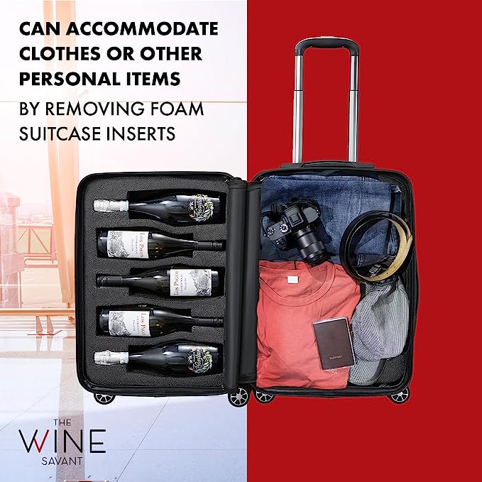 Wine Bottle Suitcase Holds 10 Standard 750 Ml Size Bottles Universal Airplane Luggage Case Tsa Appro-2