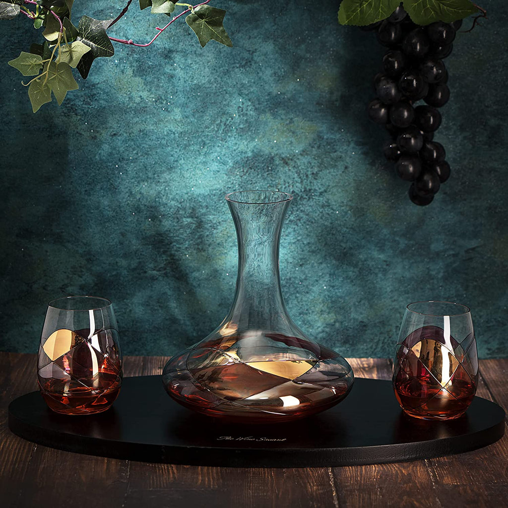 Artisanal Hand Painted Stemless Rennesance Romantic Stain Glassed Windows Wine Glasses By The Wine S-1