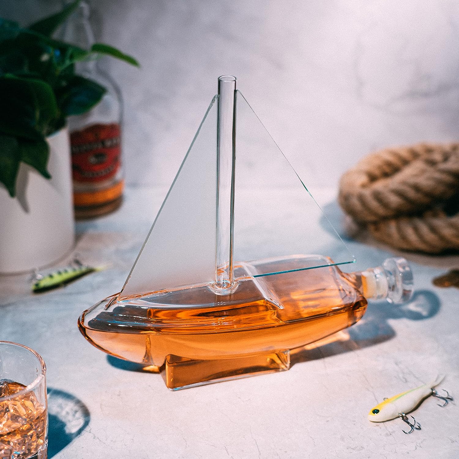 Sailboat Whiskey Wine Decanter Ship Ship Decanter Set 750ML Drink Dispenser For Wine-1