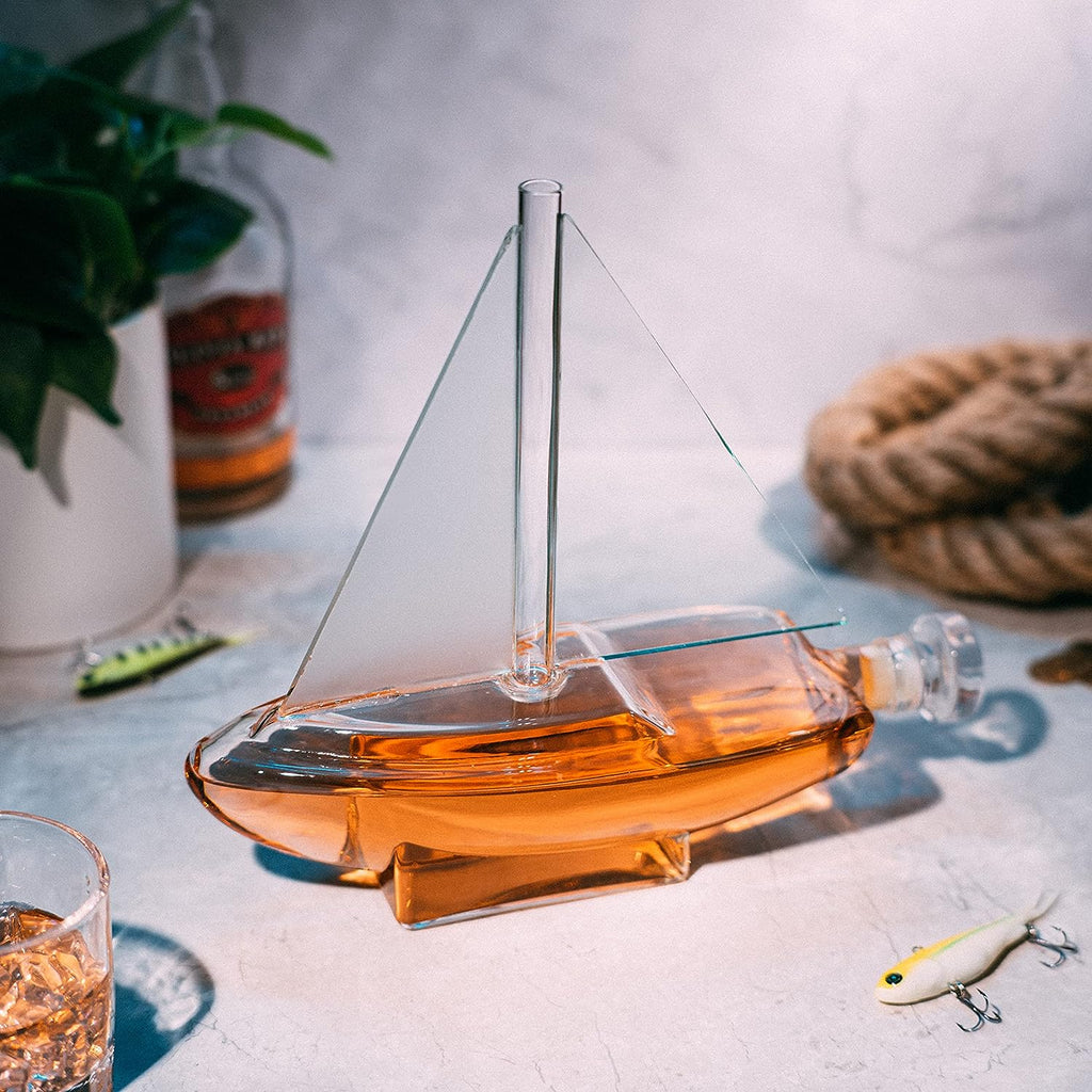 Sailboat Whiskey Wine Decanter Ship Ship Decanter Set 750ML Drink Dispenser For Wine-4