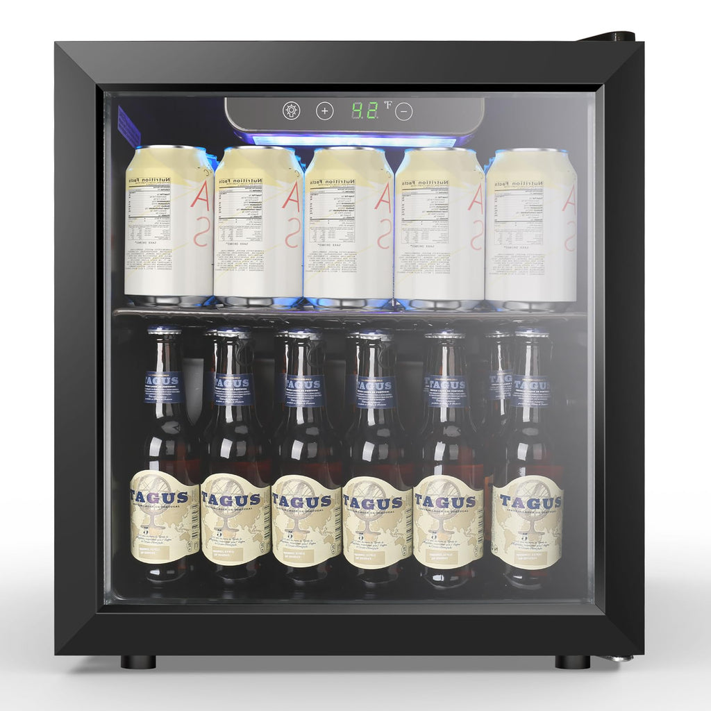 Electactic Wine Cooler 12 Bottle/48 Can Beverage Refrigerator Mini Fridge Glass Door with Adjustable Shelves Digital Temperature Display Freestanding Small Wine Fridge for Soda Wine or Beer