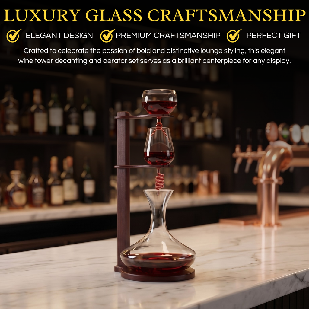 Wine Tower Decanting Aerator Set By 22 H 2250ML Wine Whiskey Decanter Set Carafe Imp-2
