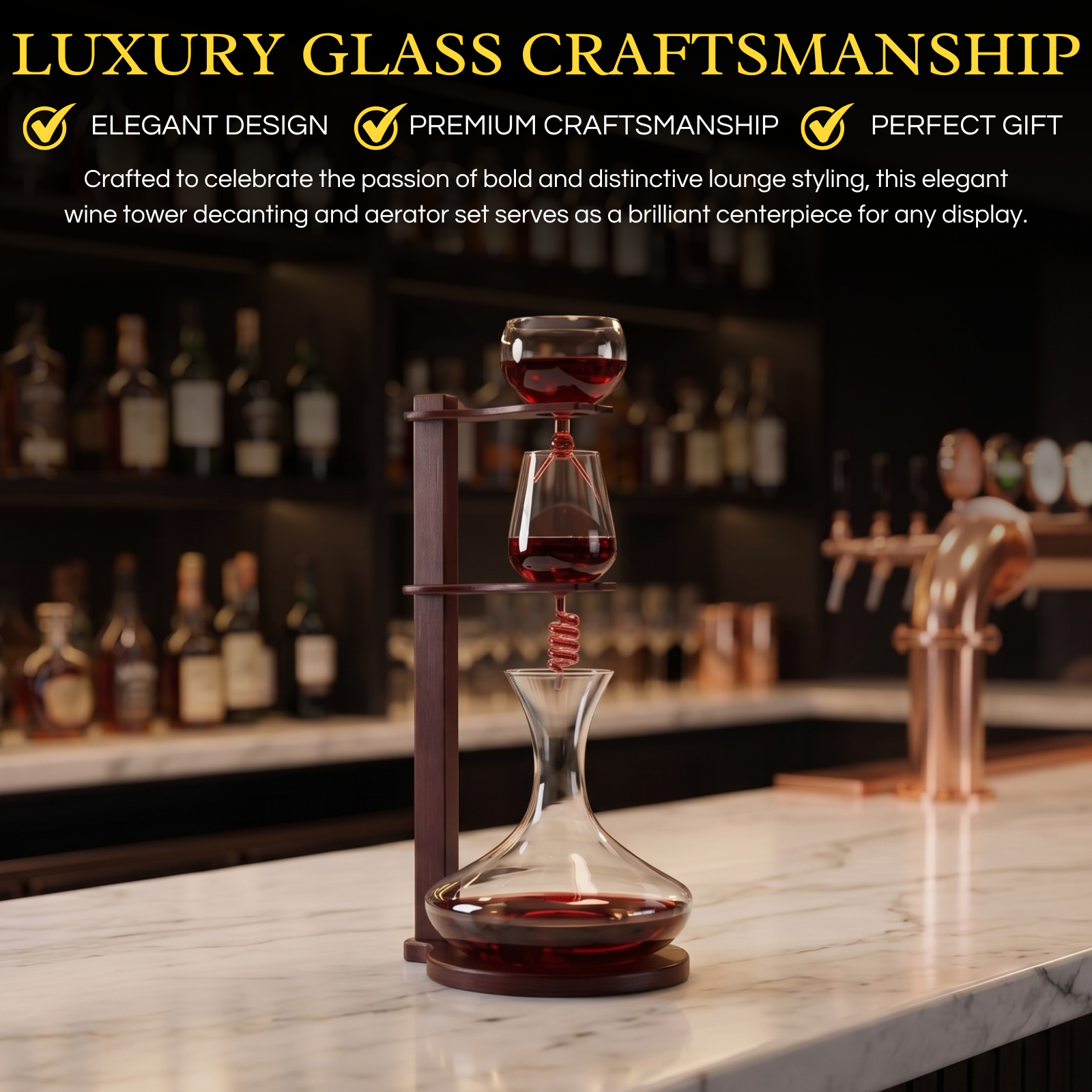 Wine Tower Decanting Aerator Set By 22 H 2250ML Wine Whiskey Decanter Set Carafe Imp-2