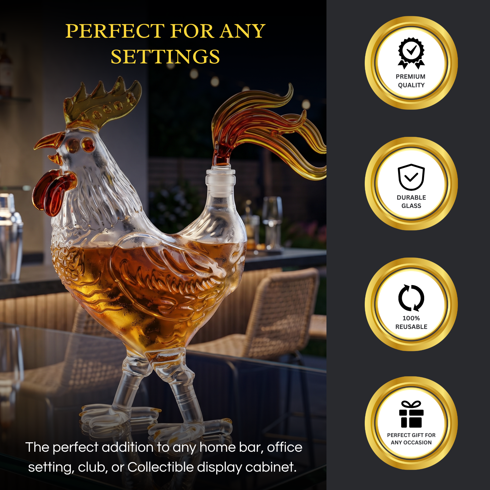 Chicken Whiskey And Wine Decanter Premium Barware Gift Elegant Drinkware Collection-3