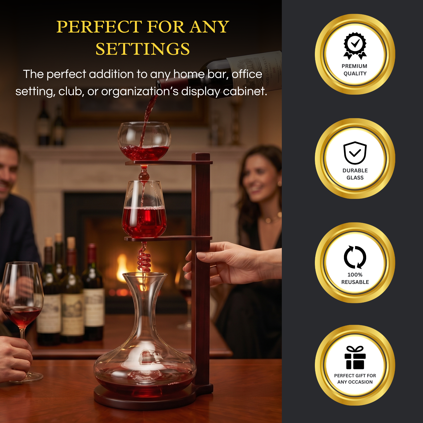 Wine Tower Decanting Aerator Set By 22 H 2250ML Wine Whiskey Decanter Set Carafe Imp-3