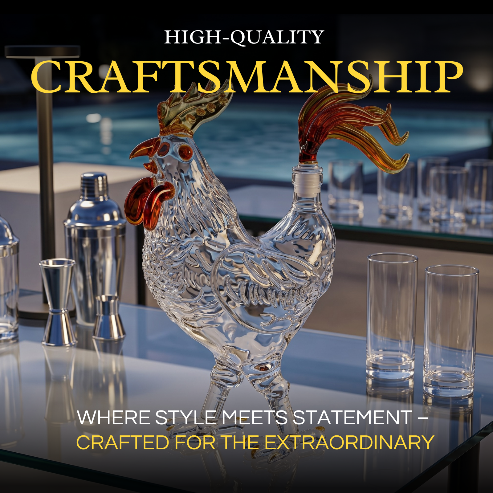 Chicken Whiskey And Wine Decanter Premium Barware Gift Elegant Drinkware Collection-4