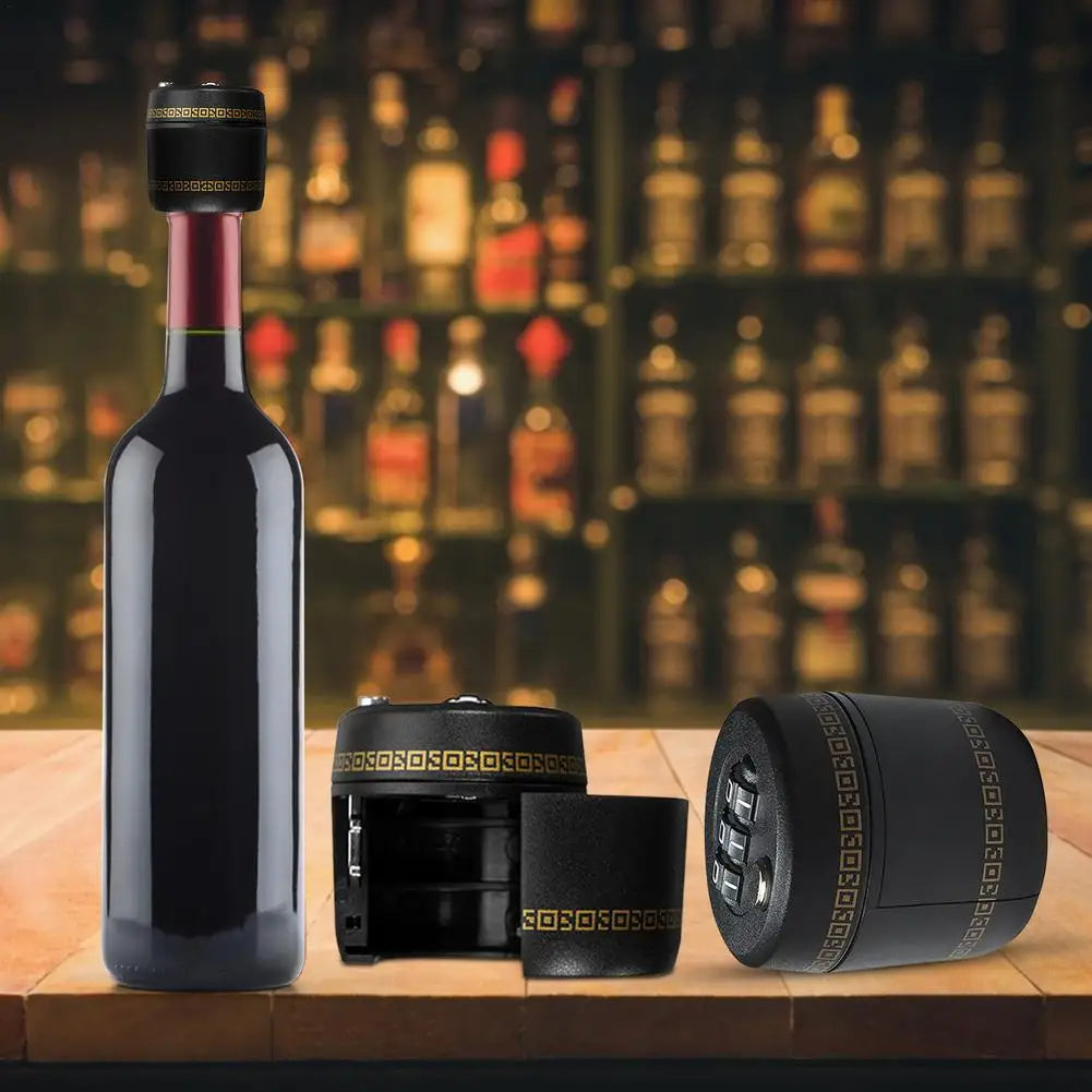 Plastic Wine Bottle Combination Locks Liquor Whiskey Bottle Top Stopper Vacuum Wine Bottle Cap Password Lock Plug Device