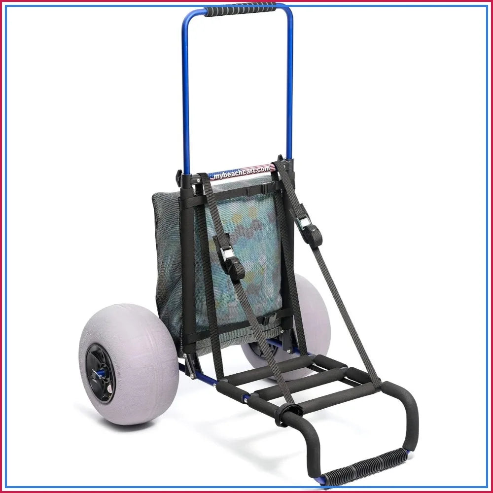 No Rust Aluminum Foldable Beach Cart 13in Big Wheels Balloon Tires Heavy Duty Sand