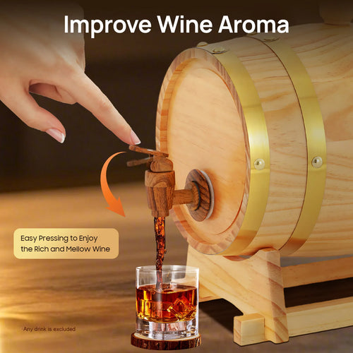 3/5L Wine Barrel with Stand, Wood Barrel with Faucet for Whiskey and Wine, Home Decor Hotel Vintage Wooden Coffee Barrel