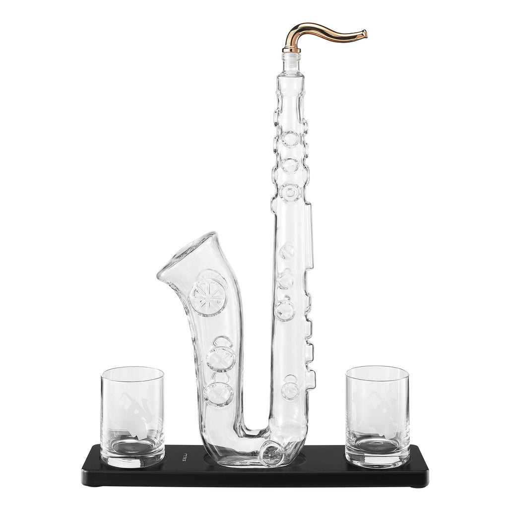 Saxophone Whiskey Wine Decanter 34 Oz Decanter Set With Two 10 Oz Whisky Glasses Bourbon Scotch Liqu-3