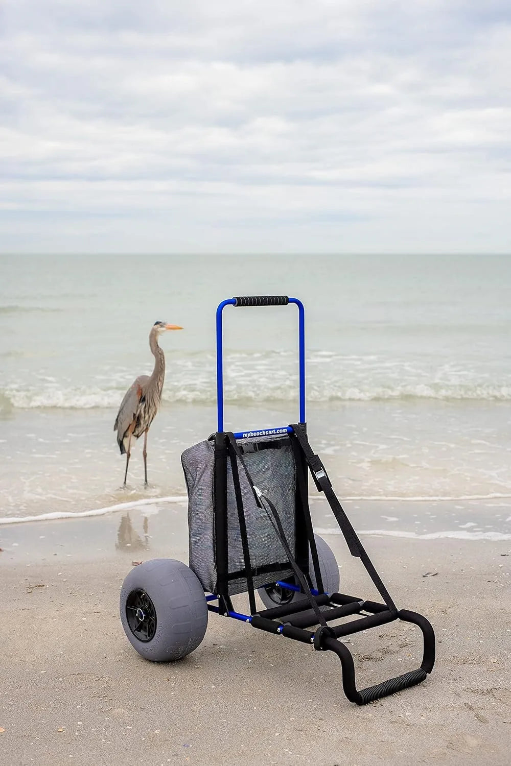 No Rust Aluminum Foldable Beach Cart 13in Big Wheels Balloon Tires Heavy Duty Sand