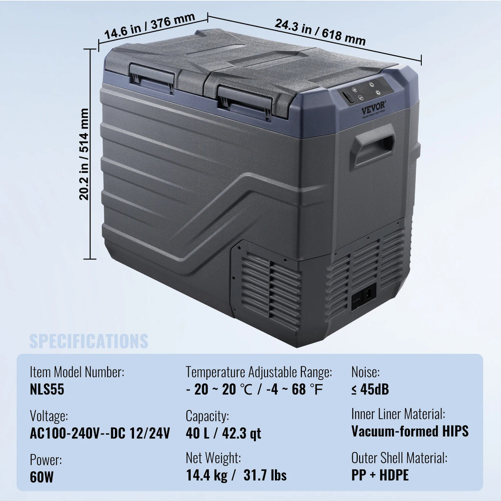 Car Refrigerator 12 Volt Car Refrigerator Fridge 40 L Dual Zone  -4℉-68℉12/24V DC  100-240V AC for Outdoor Camping RV