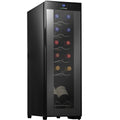 NutriChef PKCWC120 White & Red Cooler-Freestanding Countertop Compact Mini Wine Fridge Chiller 12 Bottle Capacity Digital Control Glass Door Black