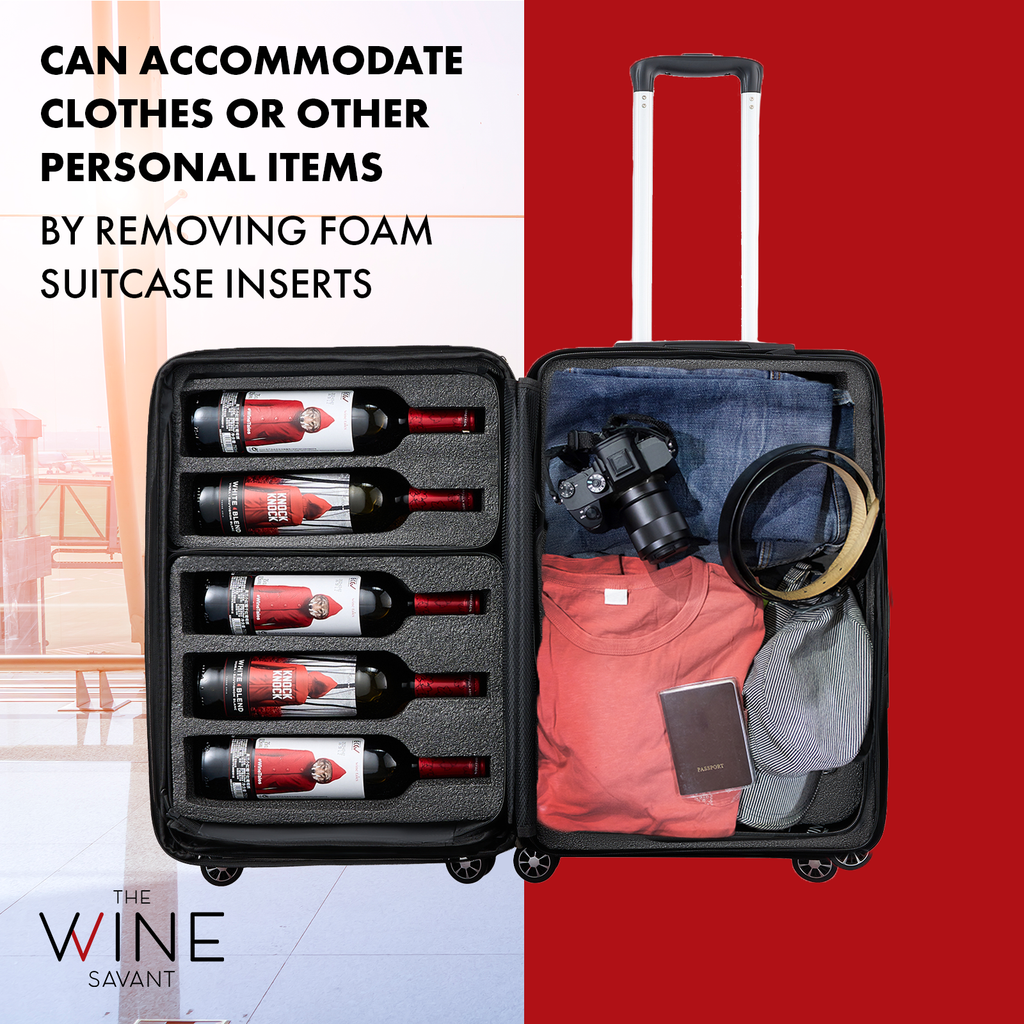 Wine Bottle Suitcase Holds 10 Standard 750 Ml Size Bottles Expandable Removable Travel Bags Universa-4