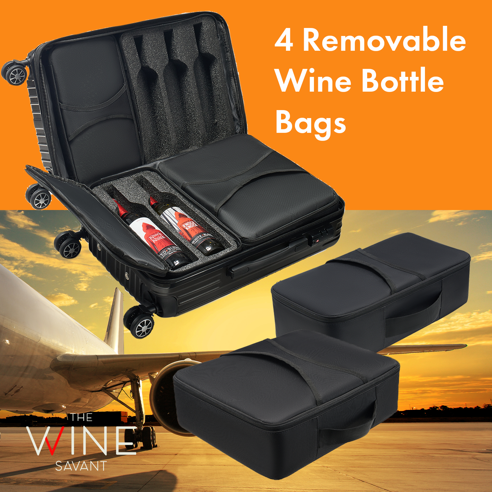 Wine Bottle Suitcase Holds 10 Standard 750 Ml Size Bottles Expandable Removable Travel Bags Universa-2